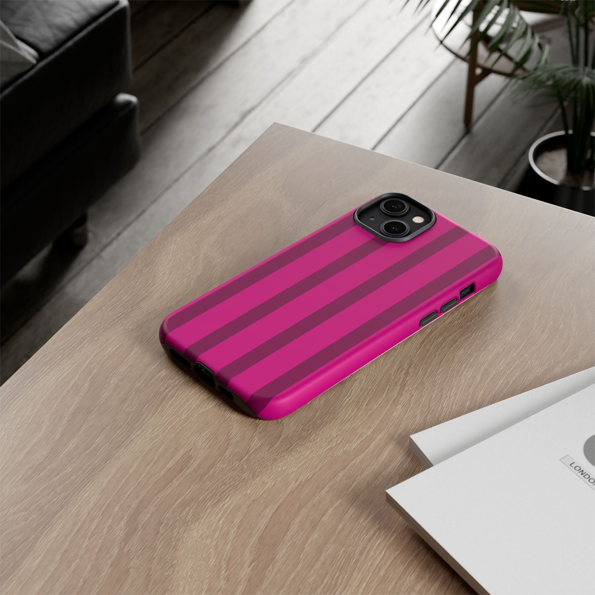 Hot Pink Striped Phone Case