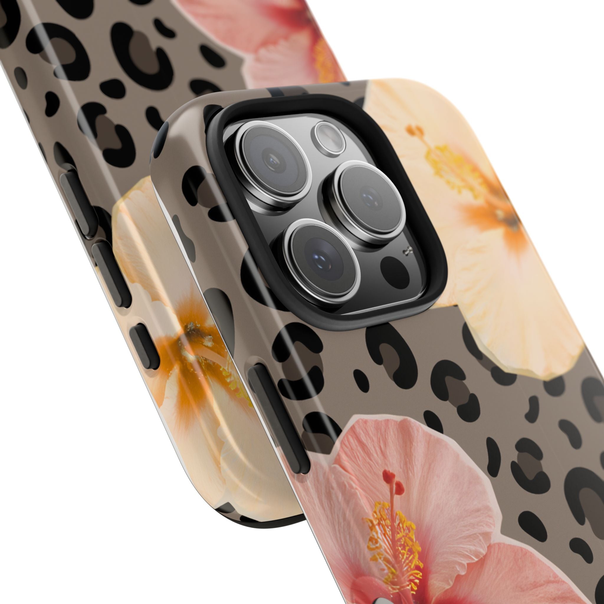 Tropical Hibiscus Leopard Phone Case | Floral Animal Print Phone Case