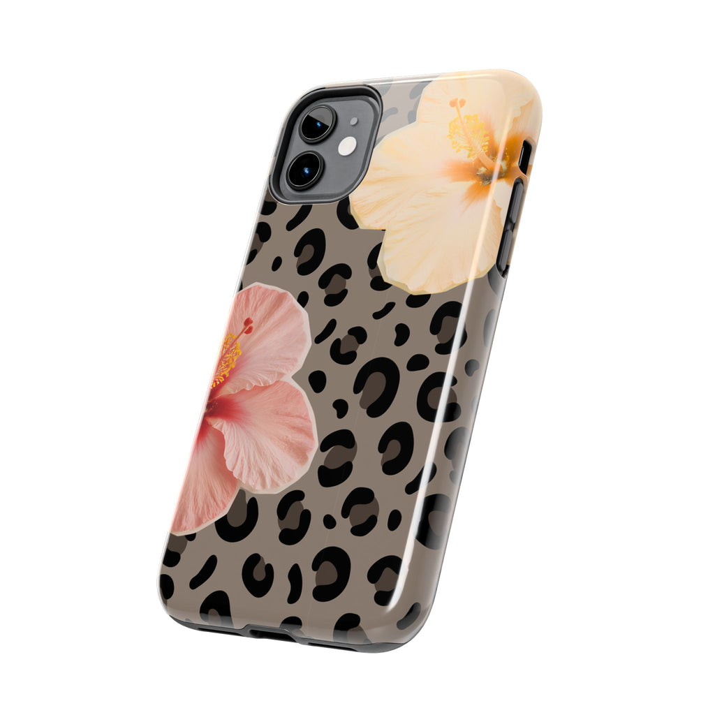 Tropical Hibiscus Leopard Phone Case | Floral Animal Print Phone Case