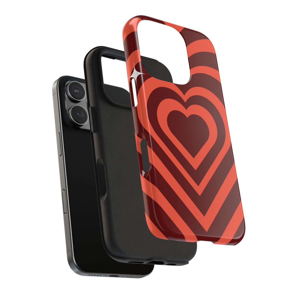 Retro Red Heart Pattern Phone Case