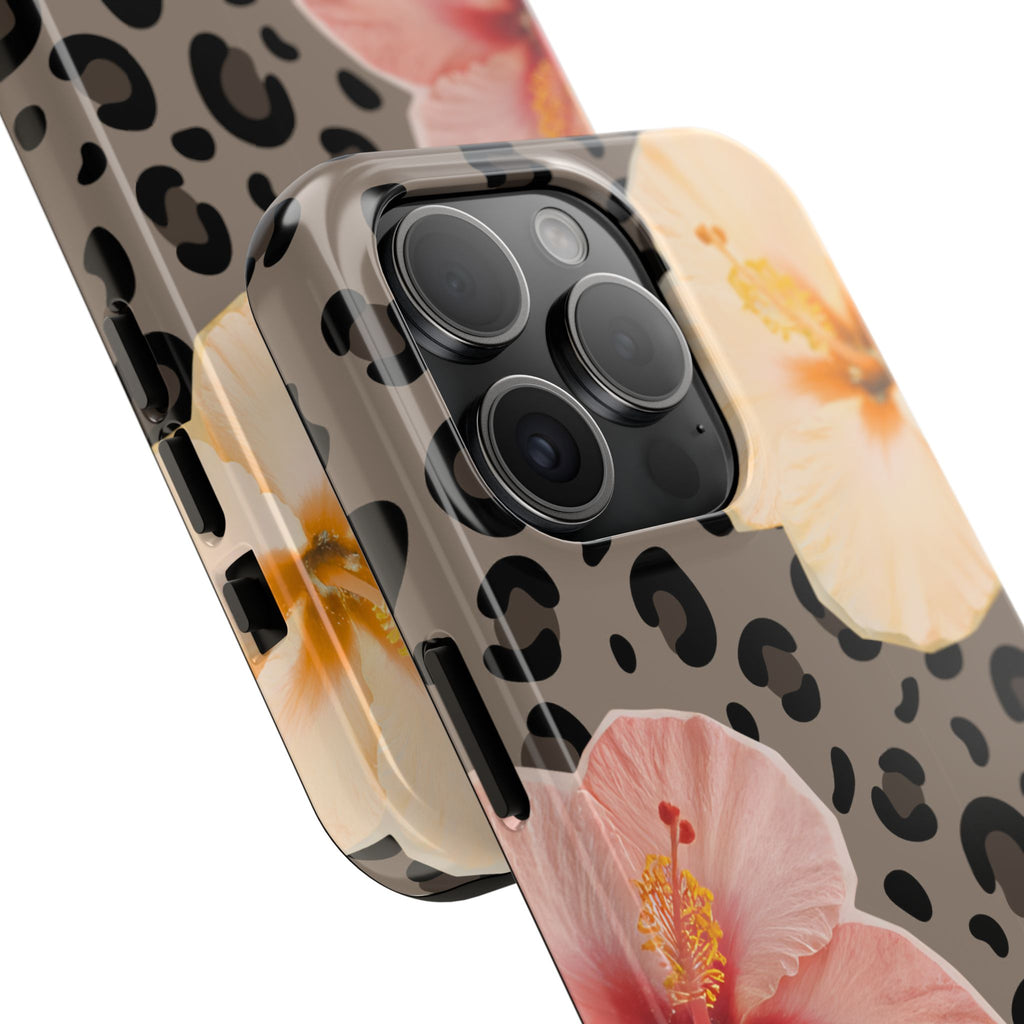 Tropical Hibiscus Leopard Phone Case | Floral Animal Print Phone Case