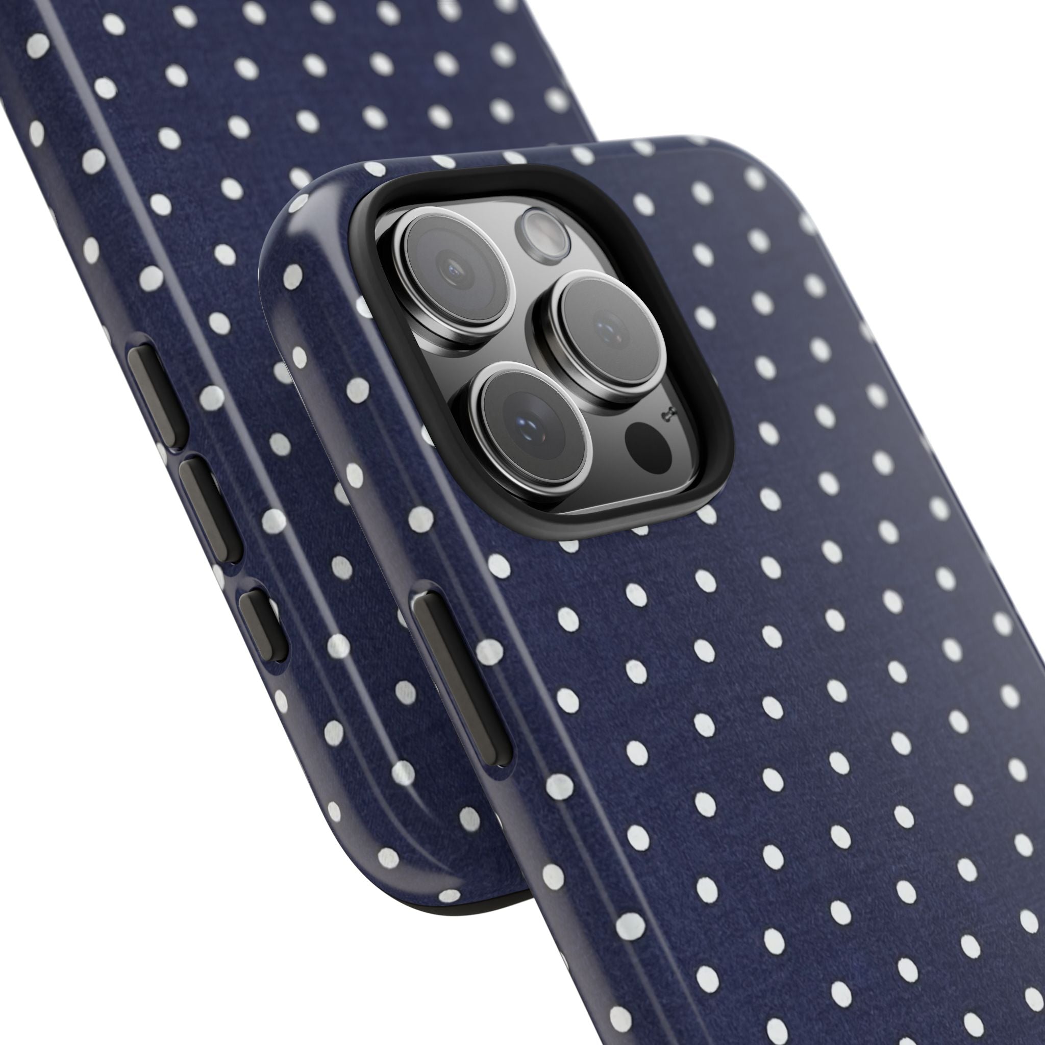 Navy Polka Dot Tough Phone Case