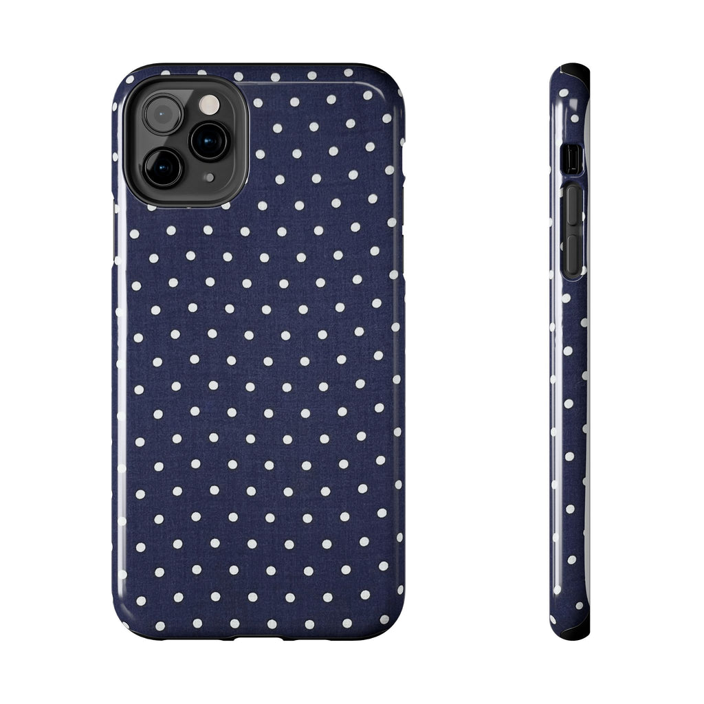 Navy Polka Dot Tough Phone Case