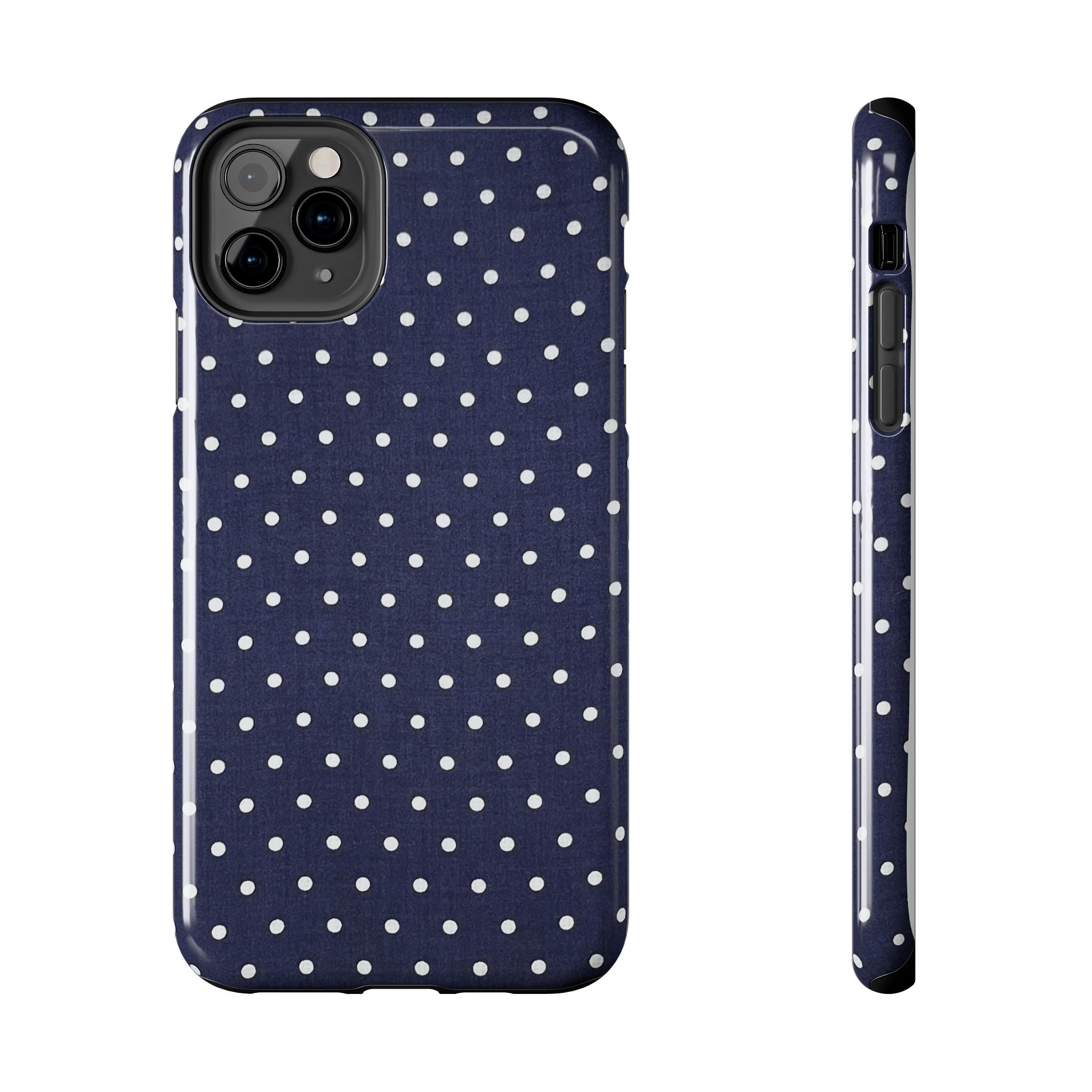 Navy Polka Dot Tough Phone Case