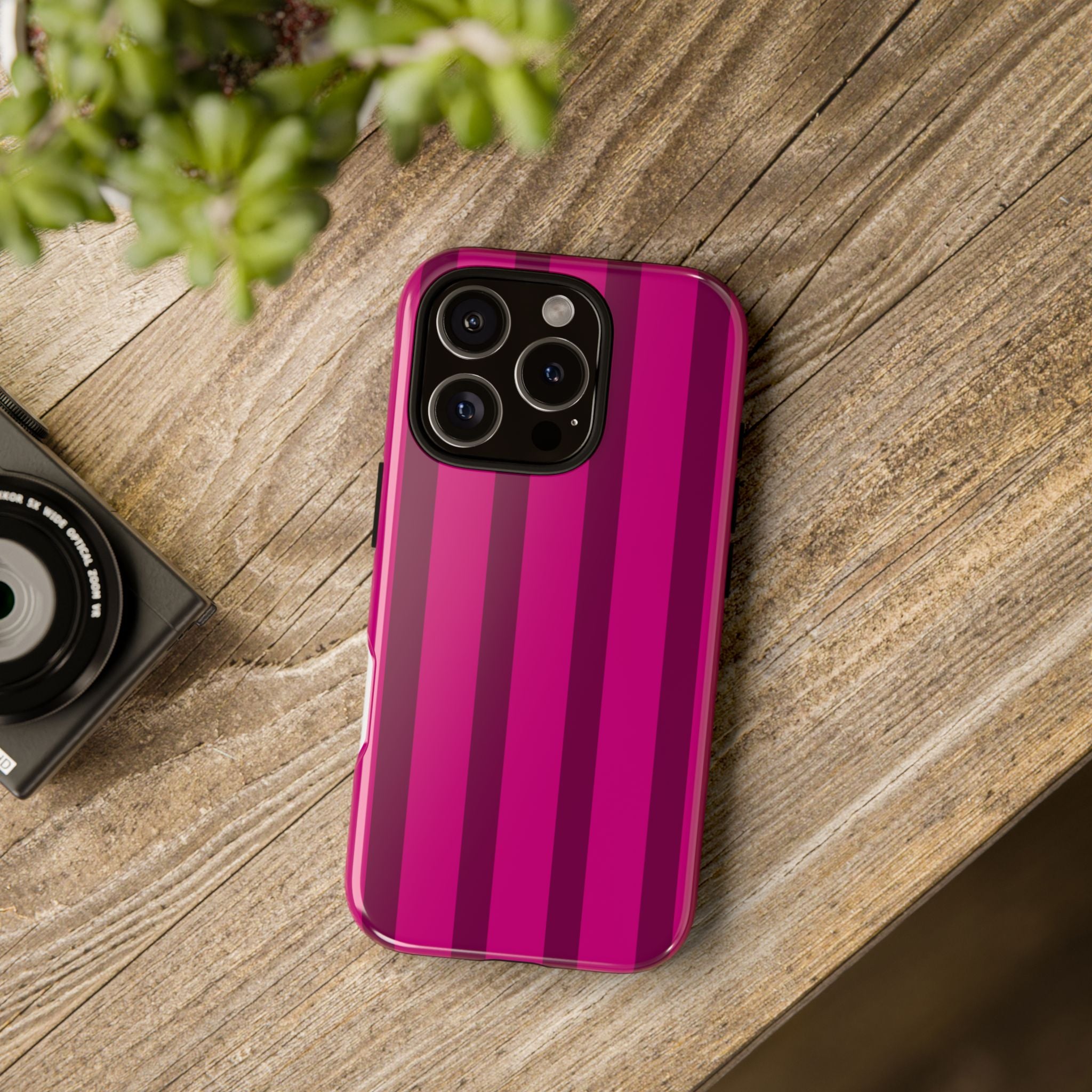 Hot Pink Striped Phone Case