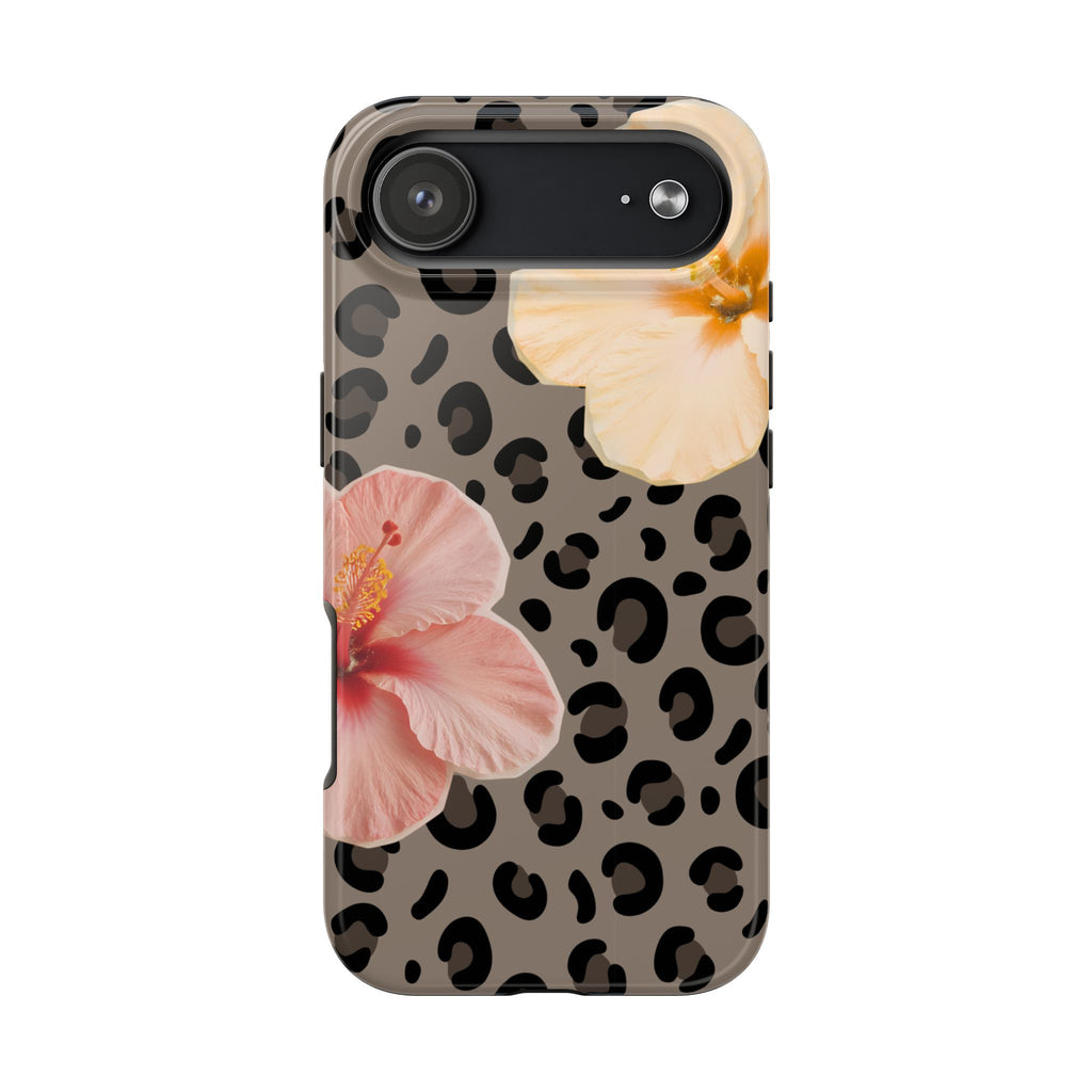 Tropical Hibiscus Leopard Phone Case | Floral Animal Print Phone Case
