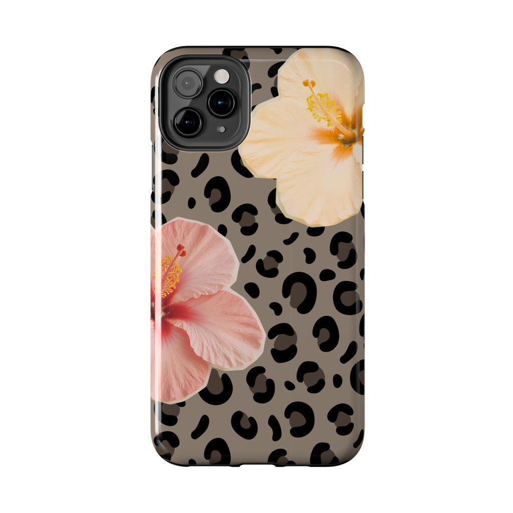 Tropical Hibiscus Leopard Phone Case | Floral Animal Print Phone Case