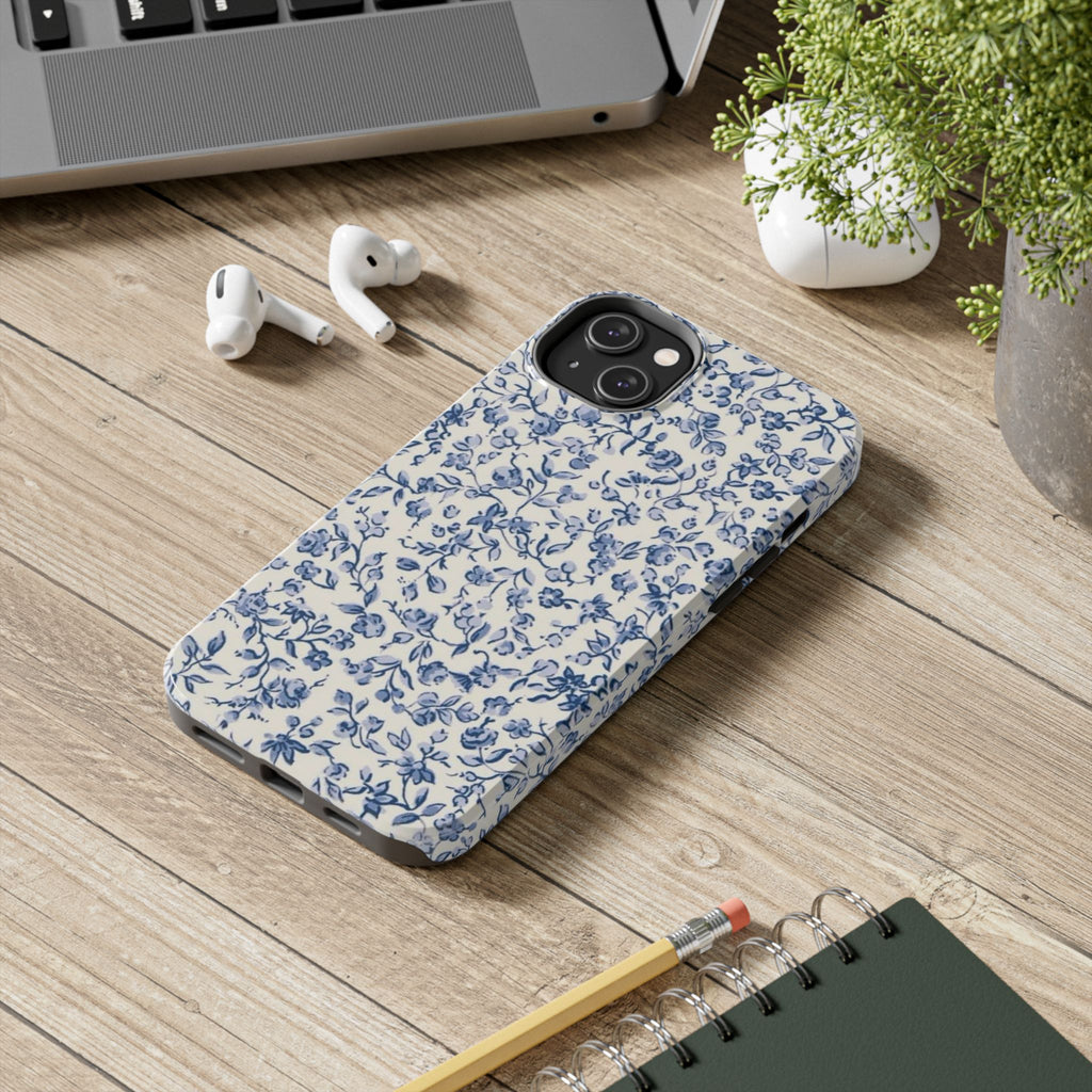 Blue Floral Tough Phone Case
