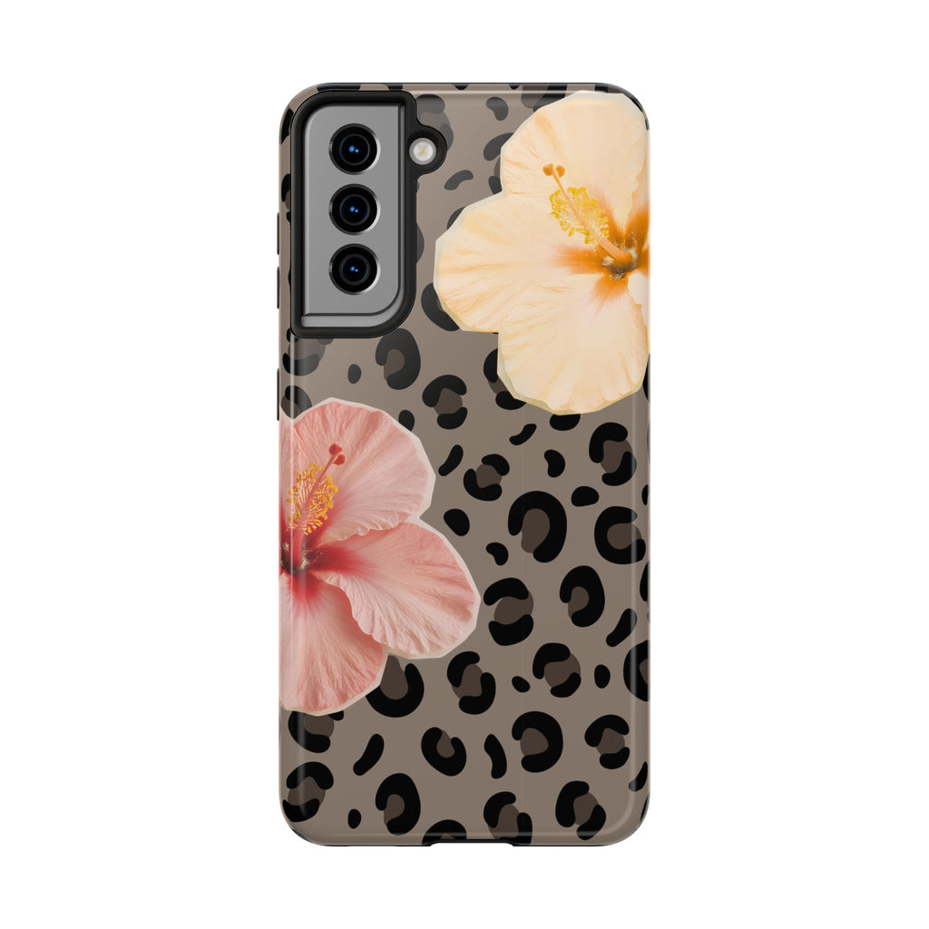 Tropical Hibiscus Leopard Phone Case | Floral Animal Print Phone Case