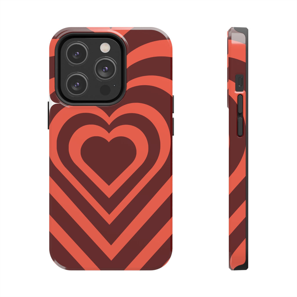 Retro Red Heart Pattern Phone Case
