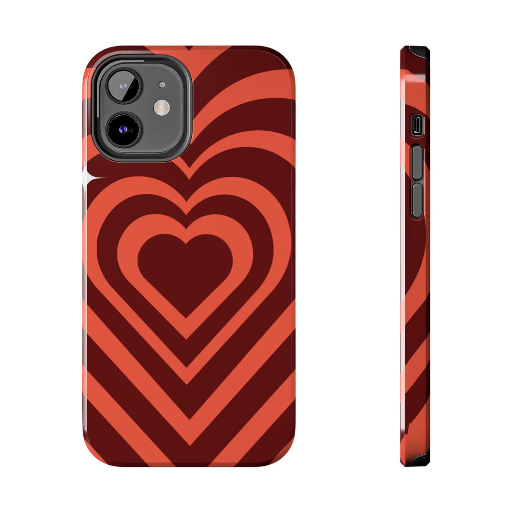 Retro Red Heart Pattern Phone Case