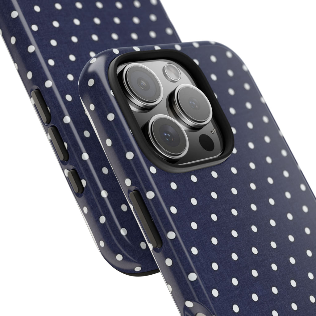 Navy Polka Dot Tough Phone Case