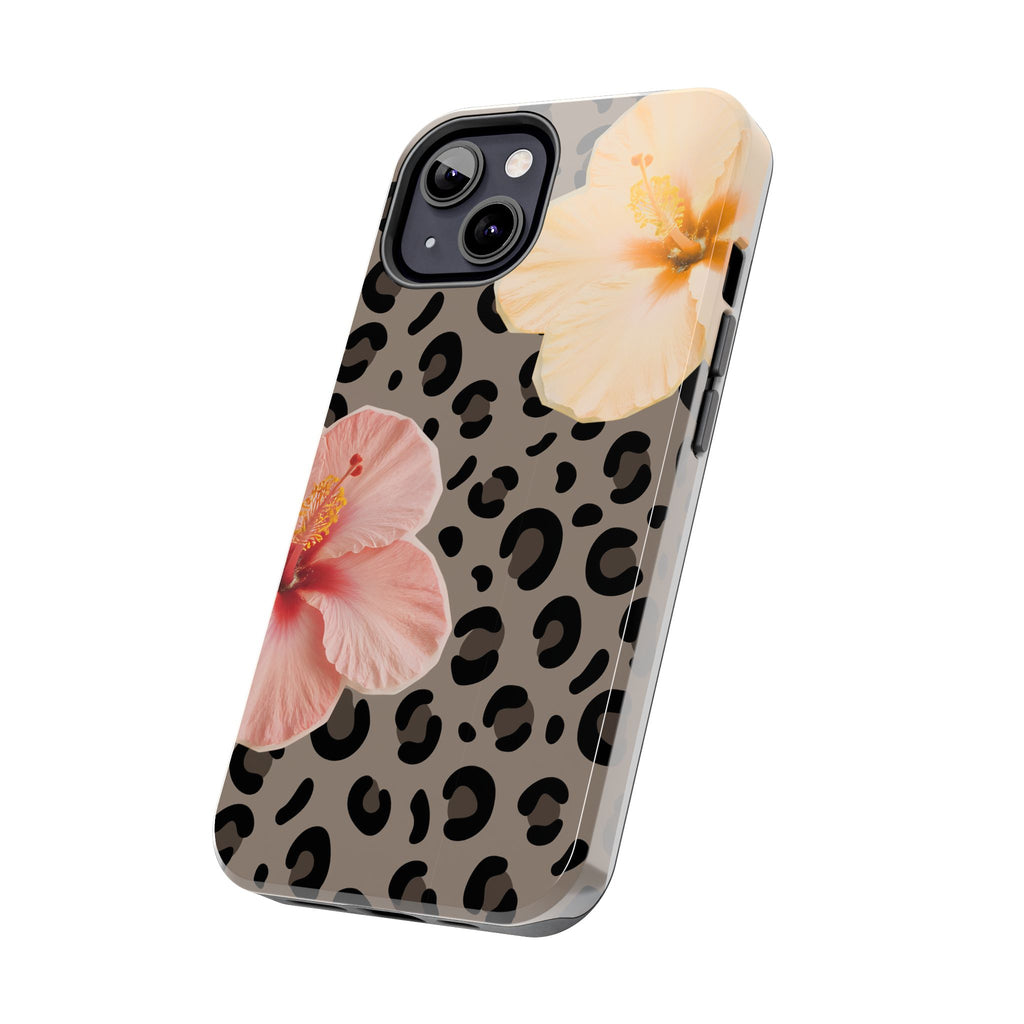 Tropical Hibiscus Leopard Phone Case | Floral Animal Print Phone Case