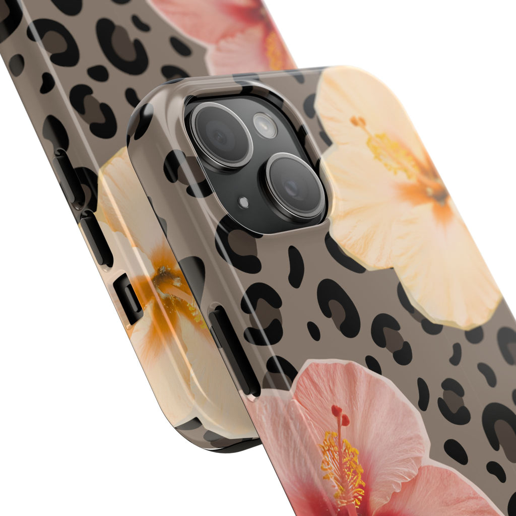 Tropical Hibiscus Leopard Phone Case | Floral Animal Print Phone Case
