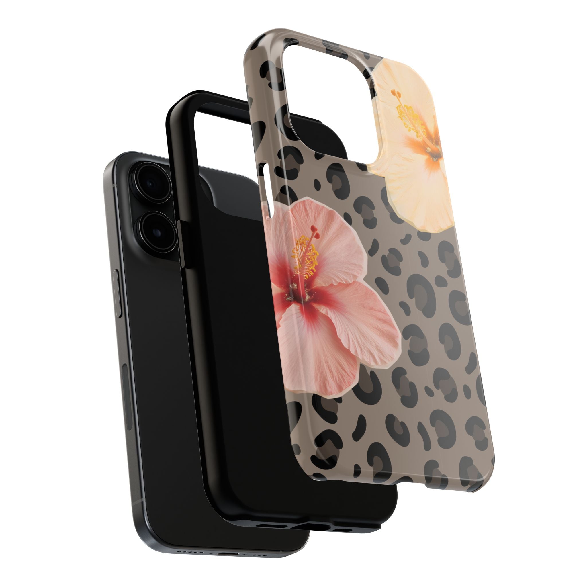 Tropical Hibiscus Leopard Phone Case | Floral Animal Print Phone Case