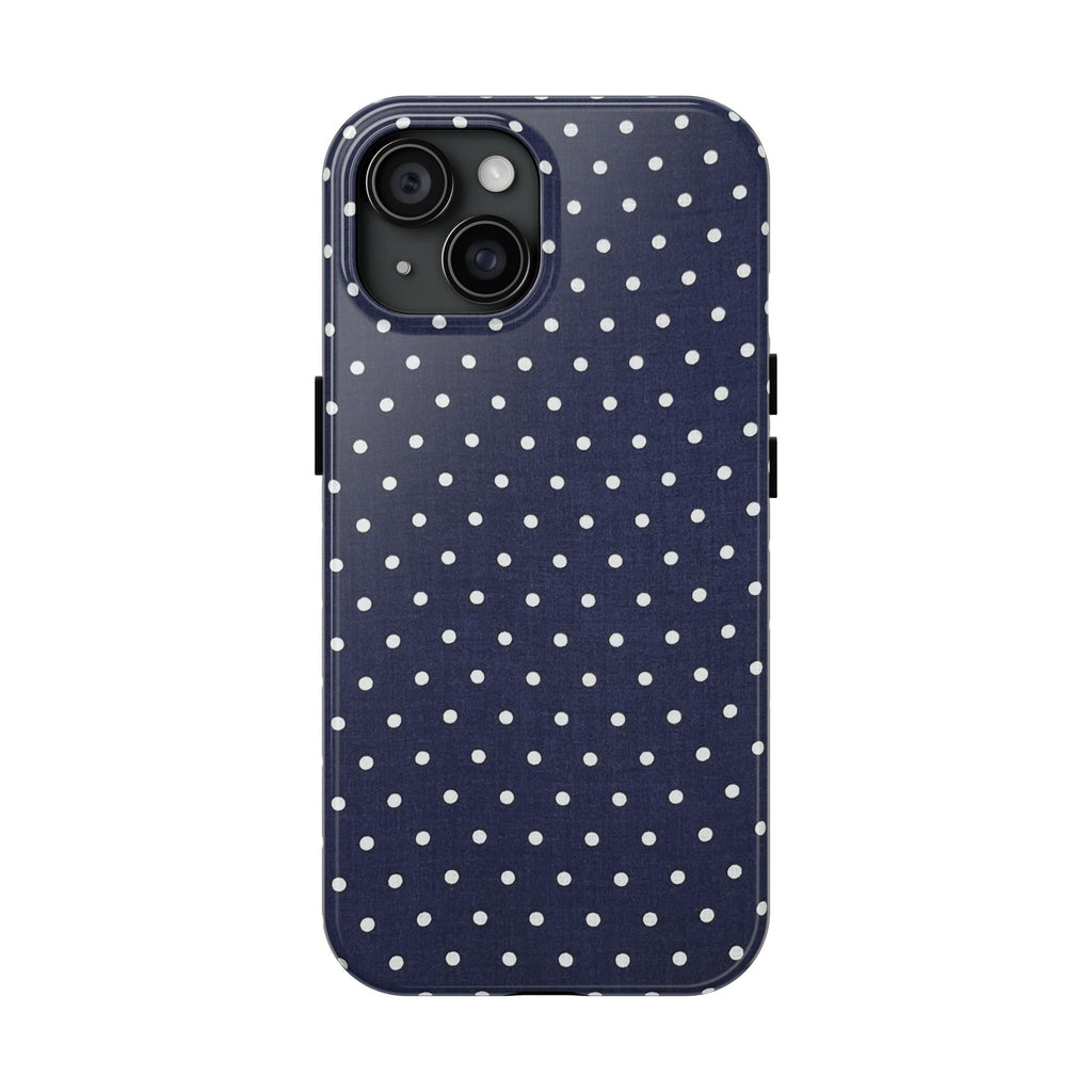 Navy Polka Dot Tough Phone Case