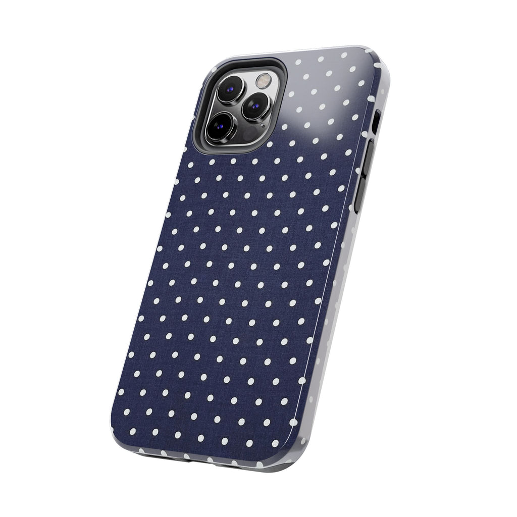 Navy Polka Dot Tough Phone Case