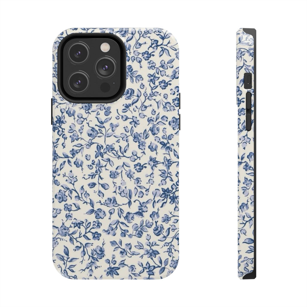 Blue Floral Tough Phone Case