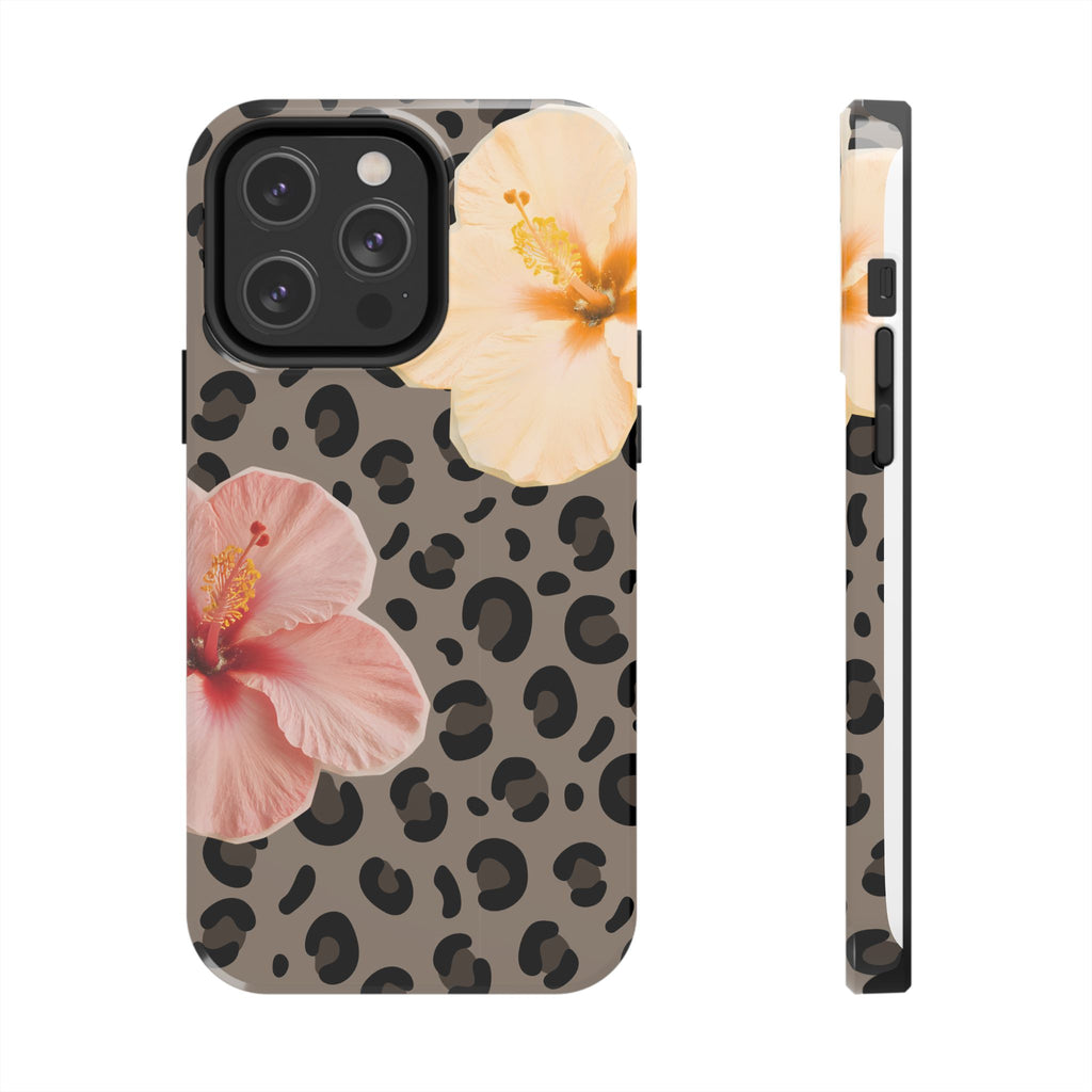 Tropical Hibiscus Leopard Phone Case | Floral Animal Print Phone Case