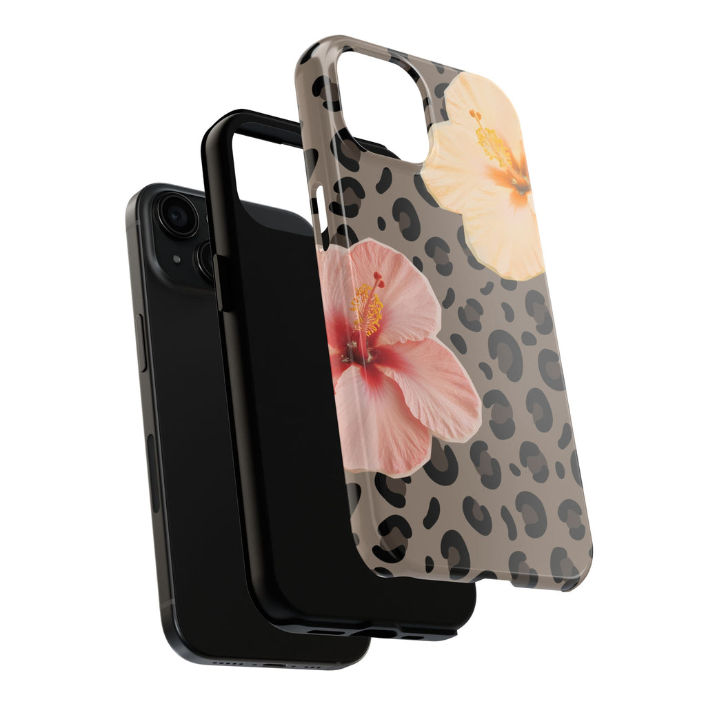 Tropical Hibiscus Leopard Phone Case | Floral Animal Print Phone Case