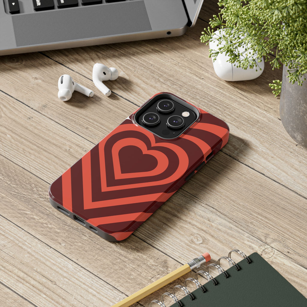 Retro Red Heart Pattern Phone Case