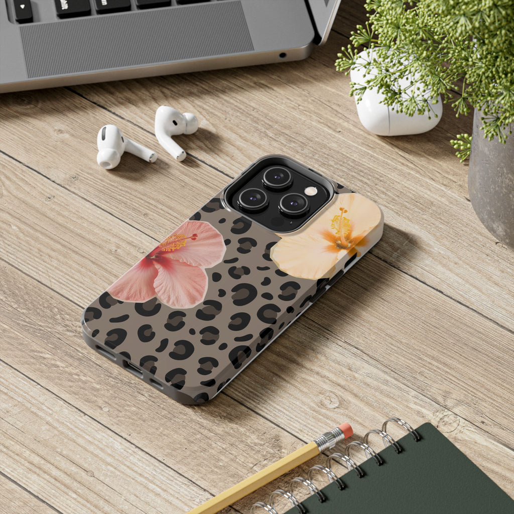 Tropical Hibiscus Leopard Phone Case | Floral Animal Print Phone Case
