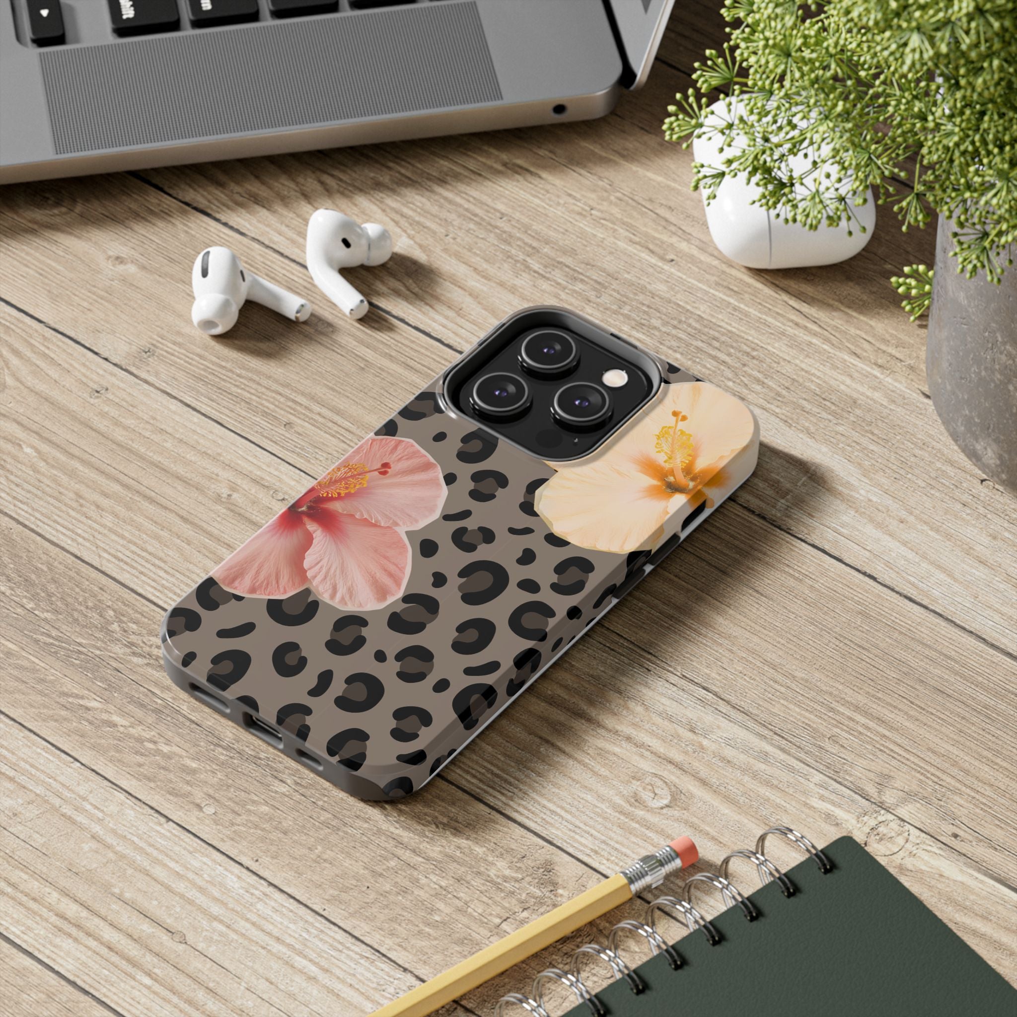 Tropical Hibiscus Leopard Phone Case | Floral Animal Print Phone Case