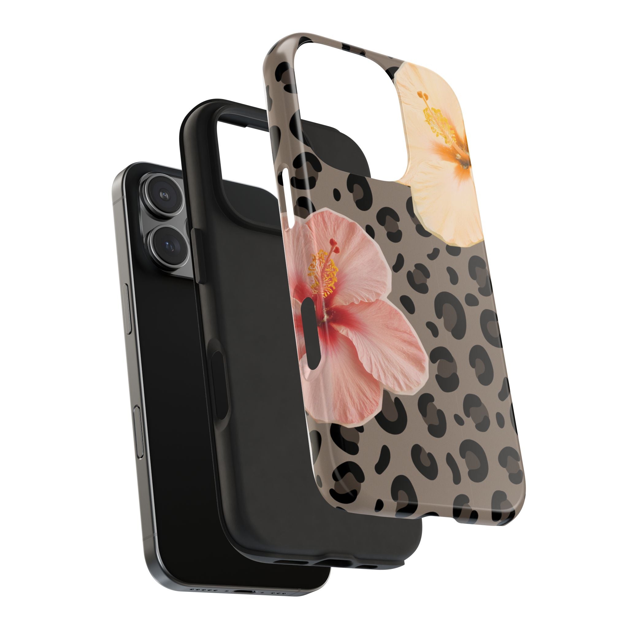 Tropical Hibiscus Leopard Phone Case | Floral Animal Print Phone Case