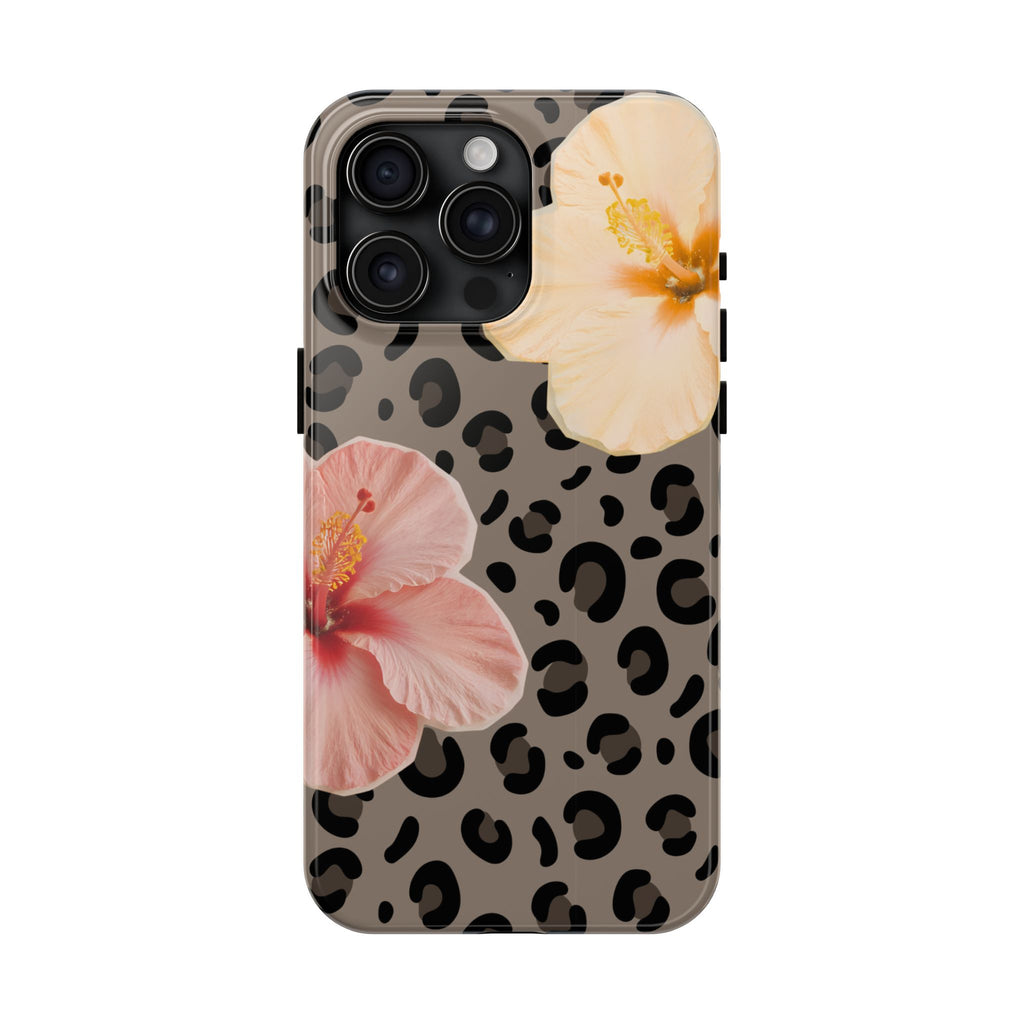Tropical Hibiscus Leopard Phone Case | Floral Animal Print Phone Case