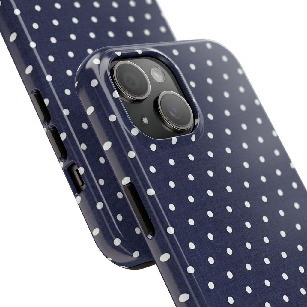 Navy Polka Dot Tough Phone Case