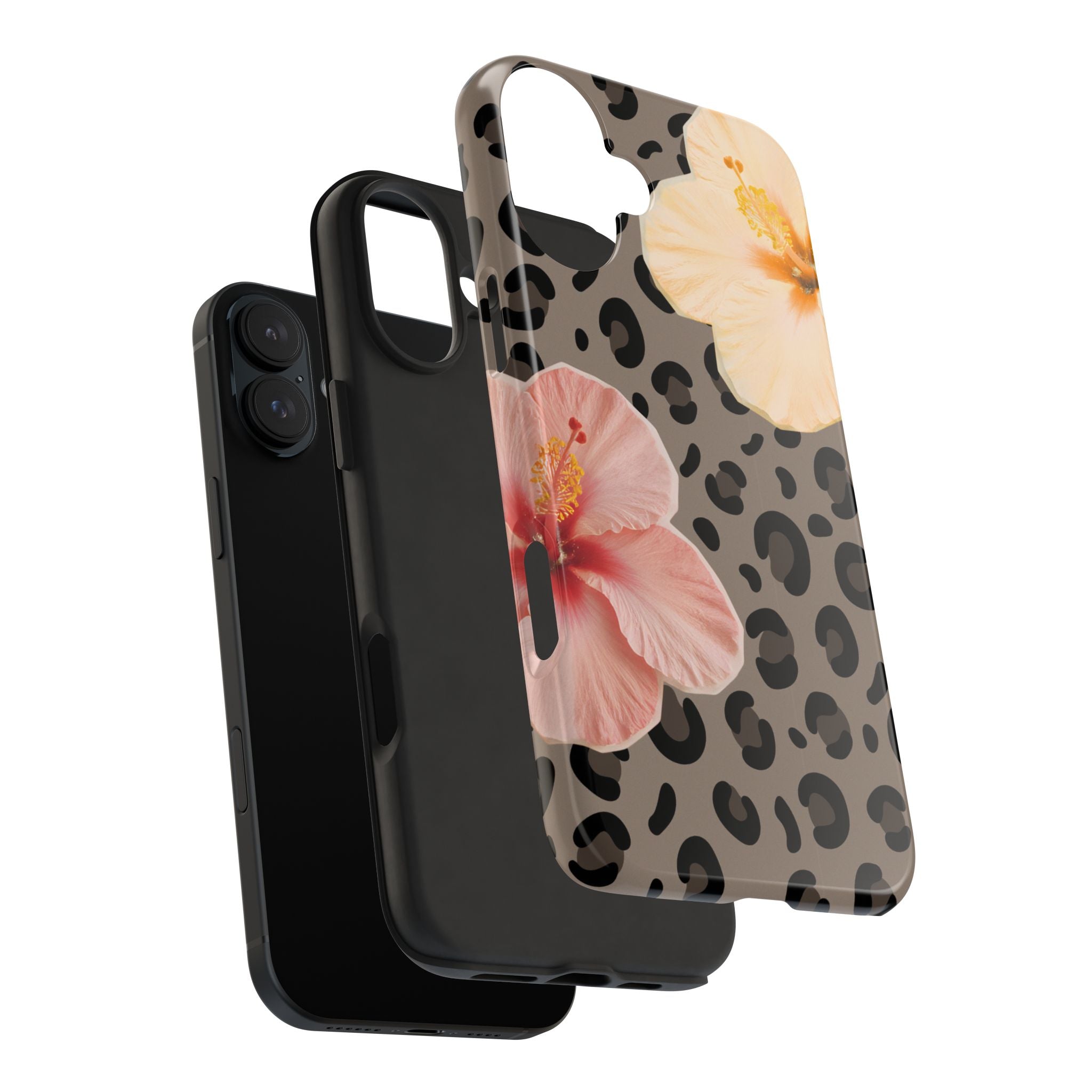 Tropical Hibiscus Leopard Phone Case | Floral Animal Print Phone Case