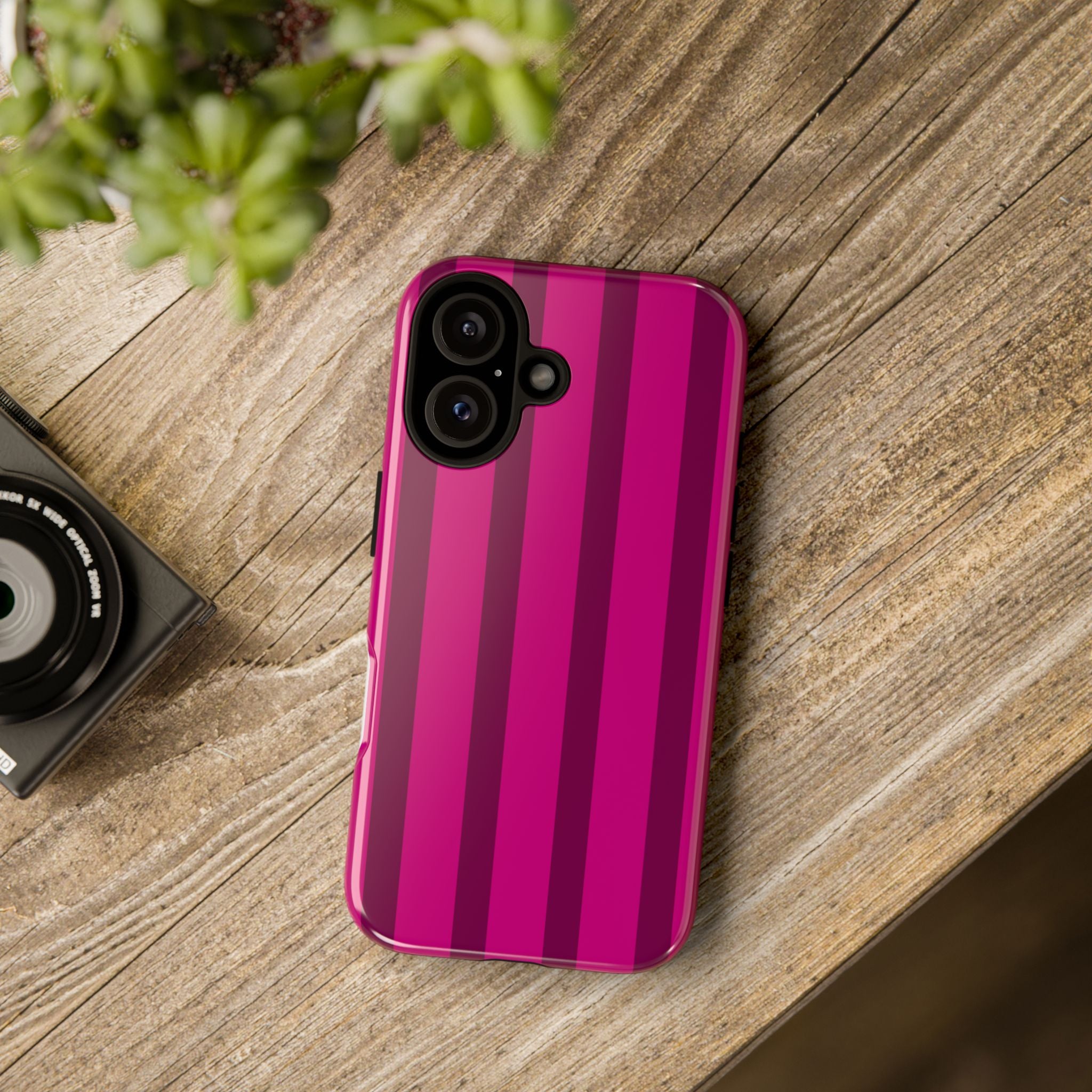 Hot Pink Striped Phone Case