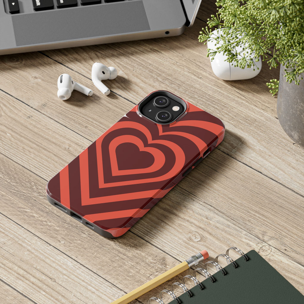 Retro Red Heart Pattern Phone Case