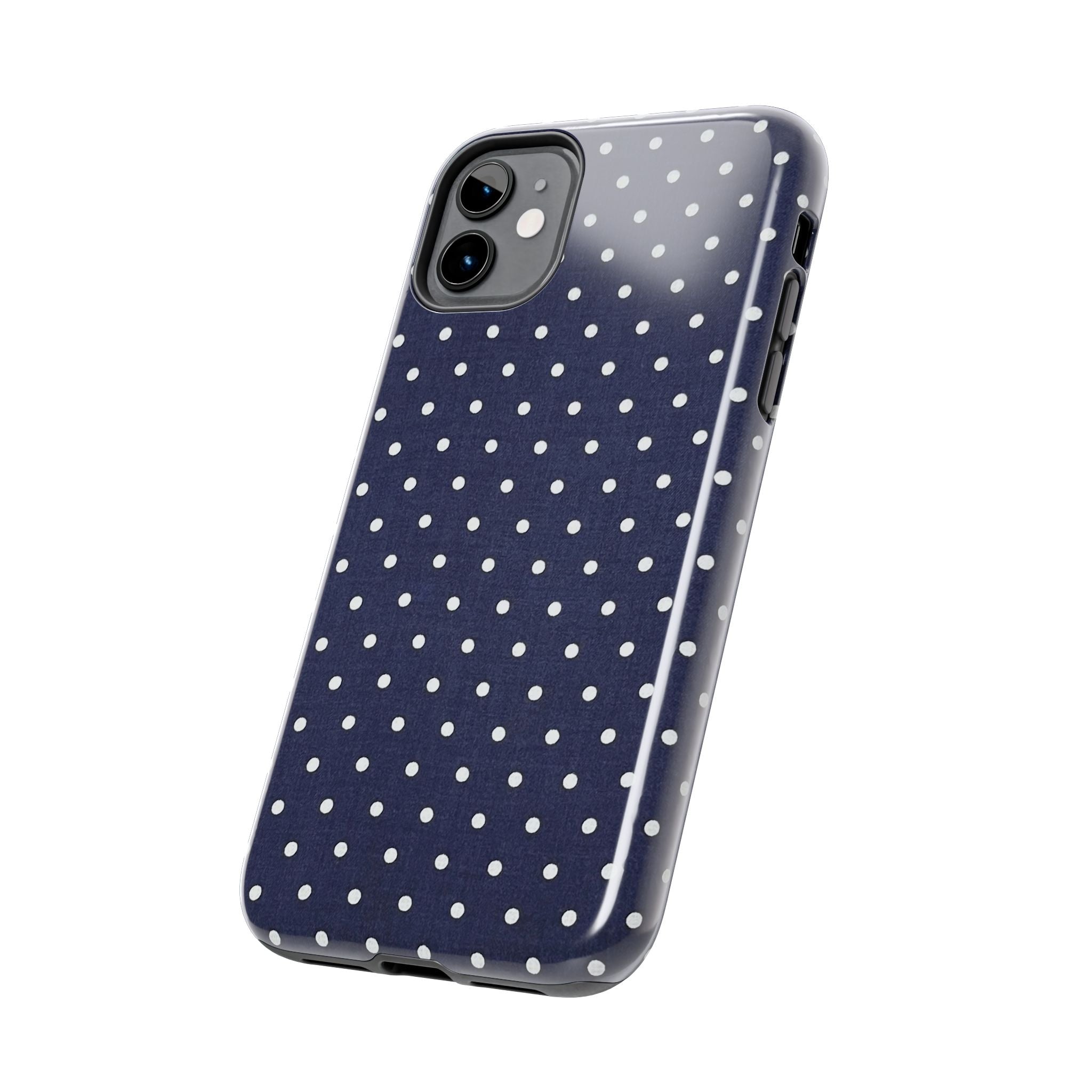 Navy Polka Dot Tough Phone Case