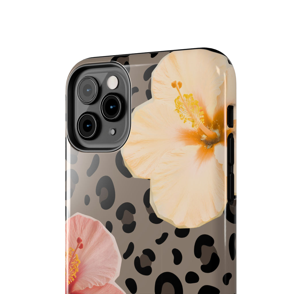 Tropical Hibiscus Leopard Phone Case | Floral Animal Print Phone Case