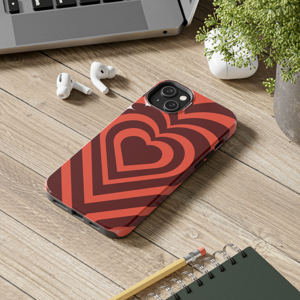 Retro Red Heart Pattern Phone Case