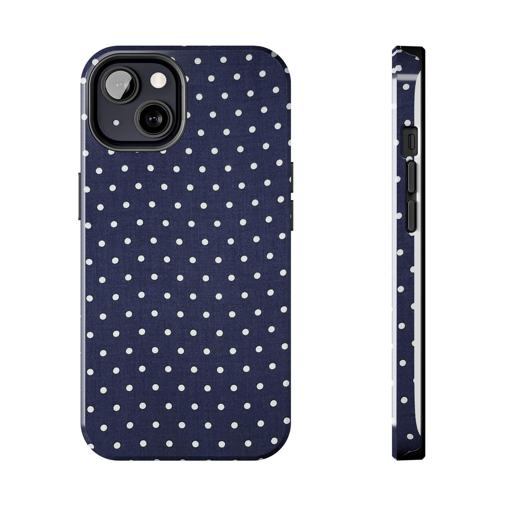 Navy Polka Dot Tough Phone Case