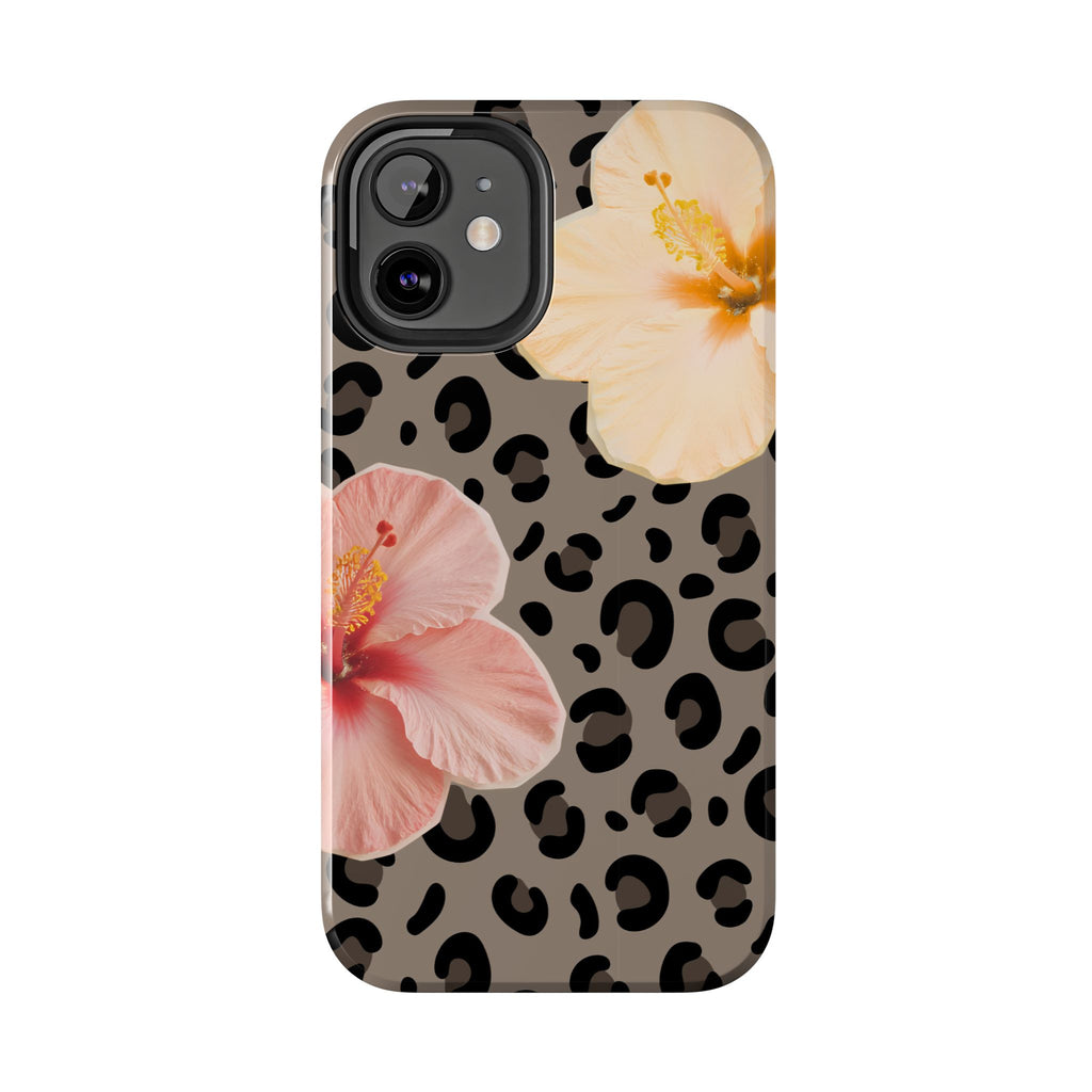 Tropical Hibiscus Leopard Phone Case | Floral Animal Print Phone Case