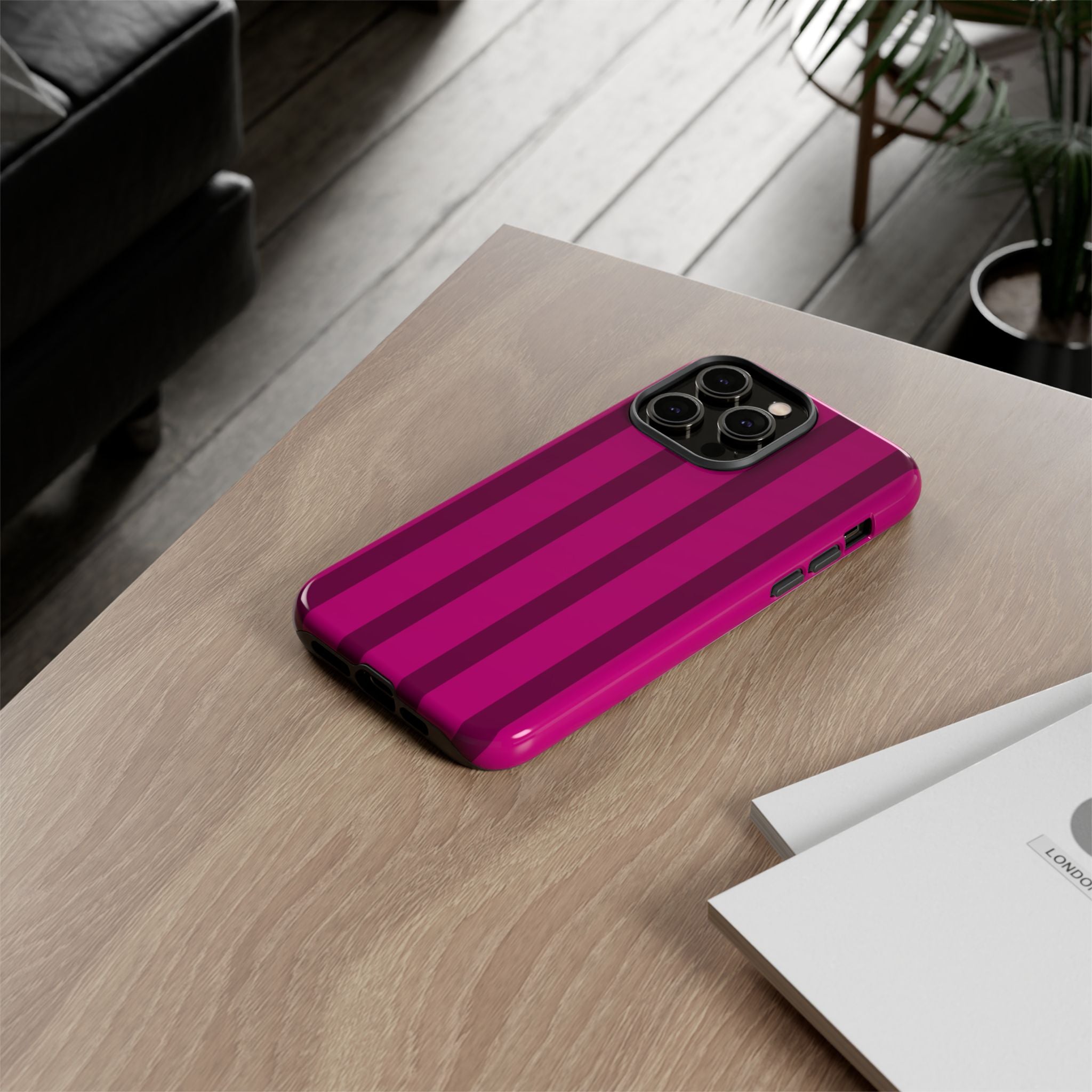 Hot Pink Striped Phone Case