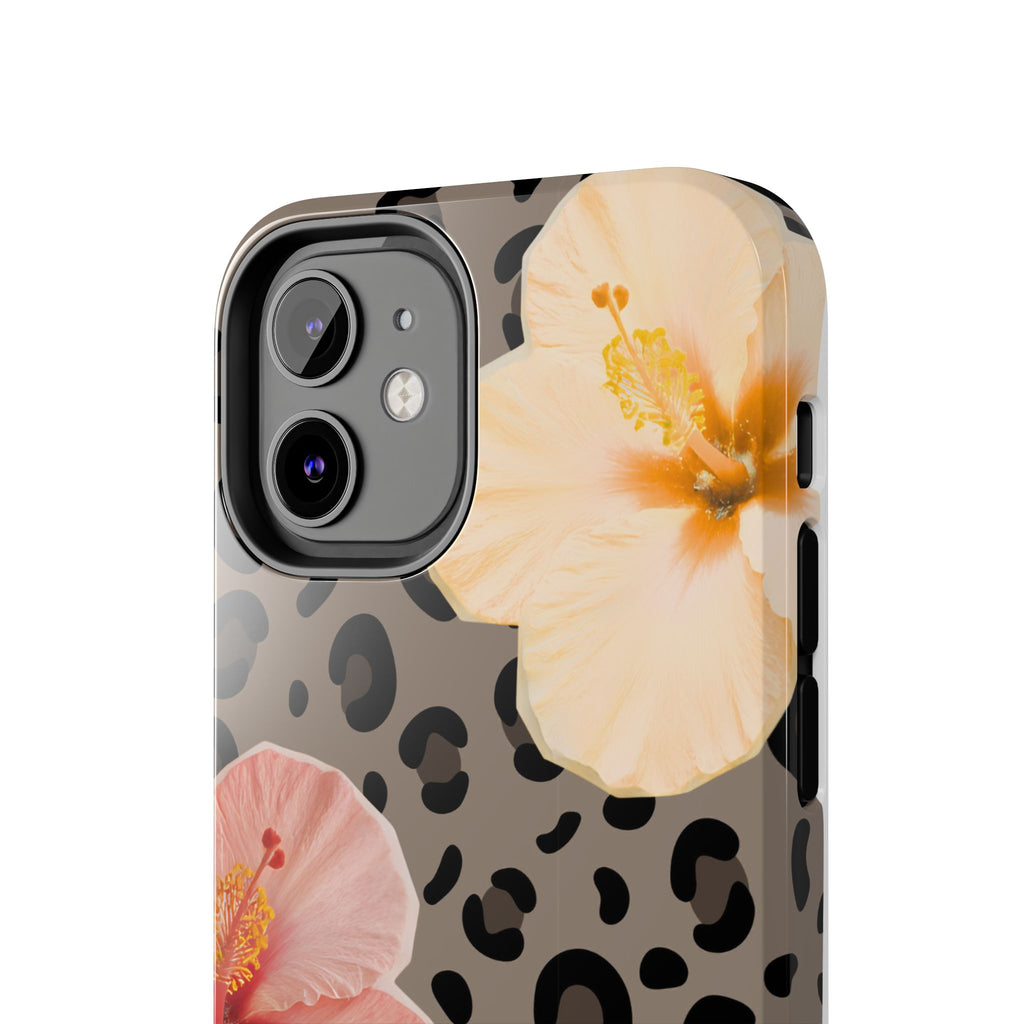 Tropical Hibiscus Leopard Phone Case | Floral Animal Print Phone Case