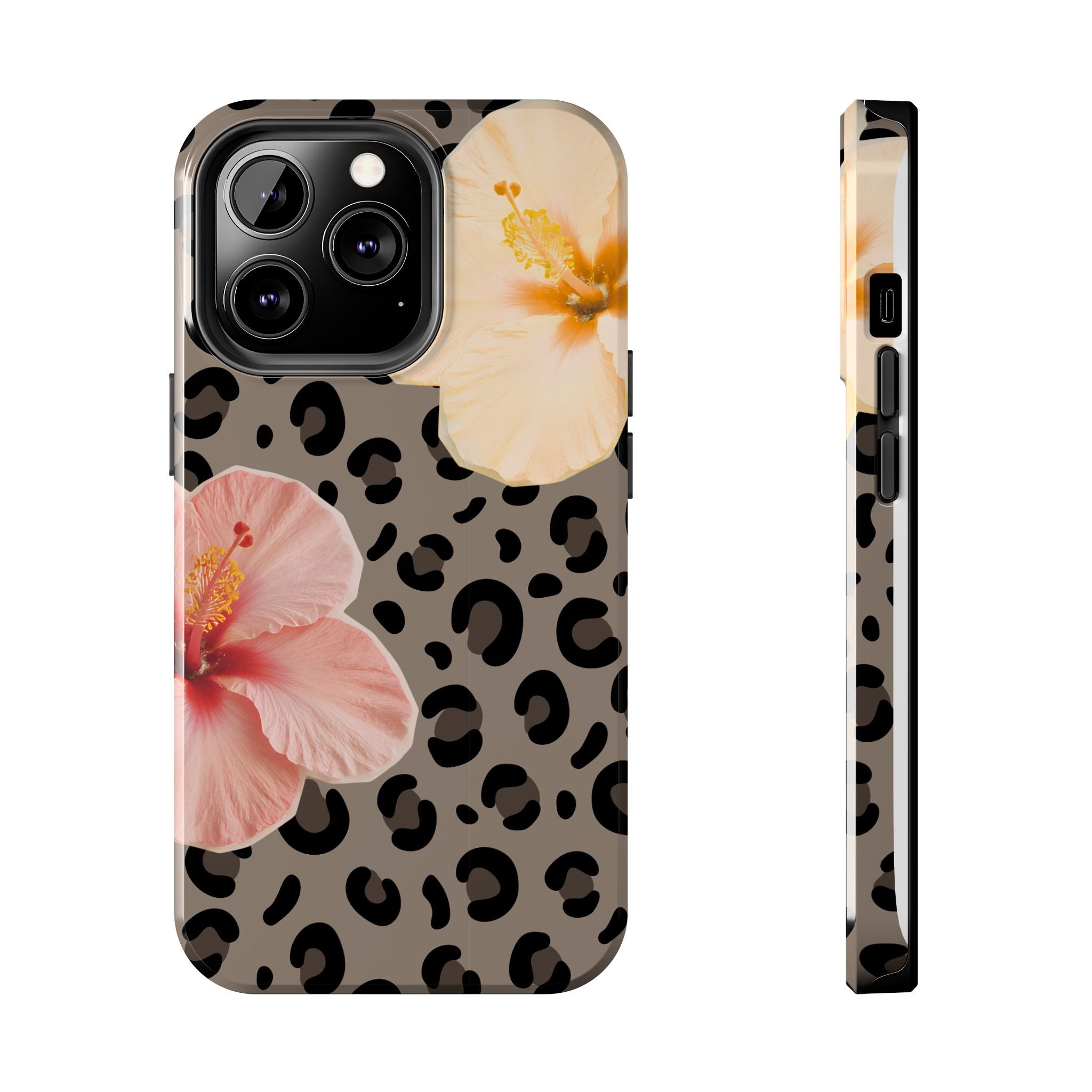 Tropical Hibiscus Leopard Phone Case | Floral Animal Print Phone Case