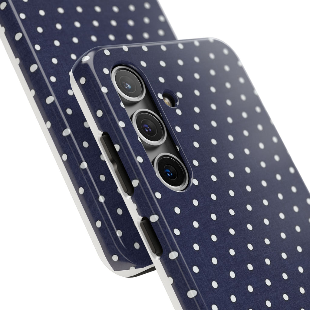 Navy Polka Dot Tough Phone Case
