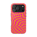 Warped Pink and Orange Checkerboard