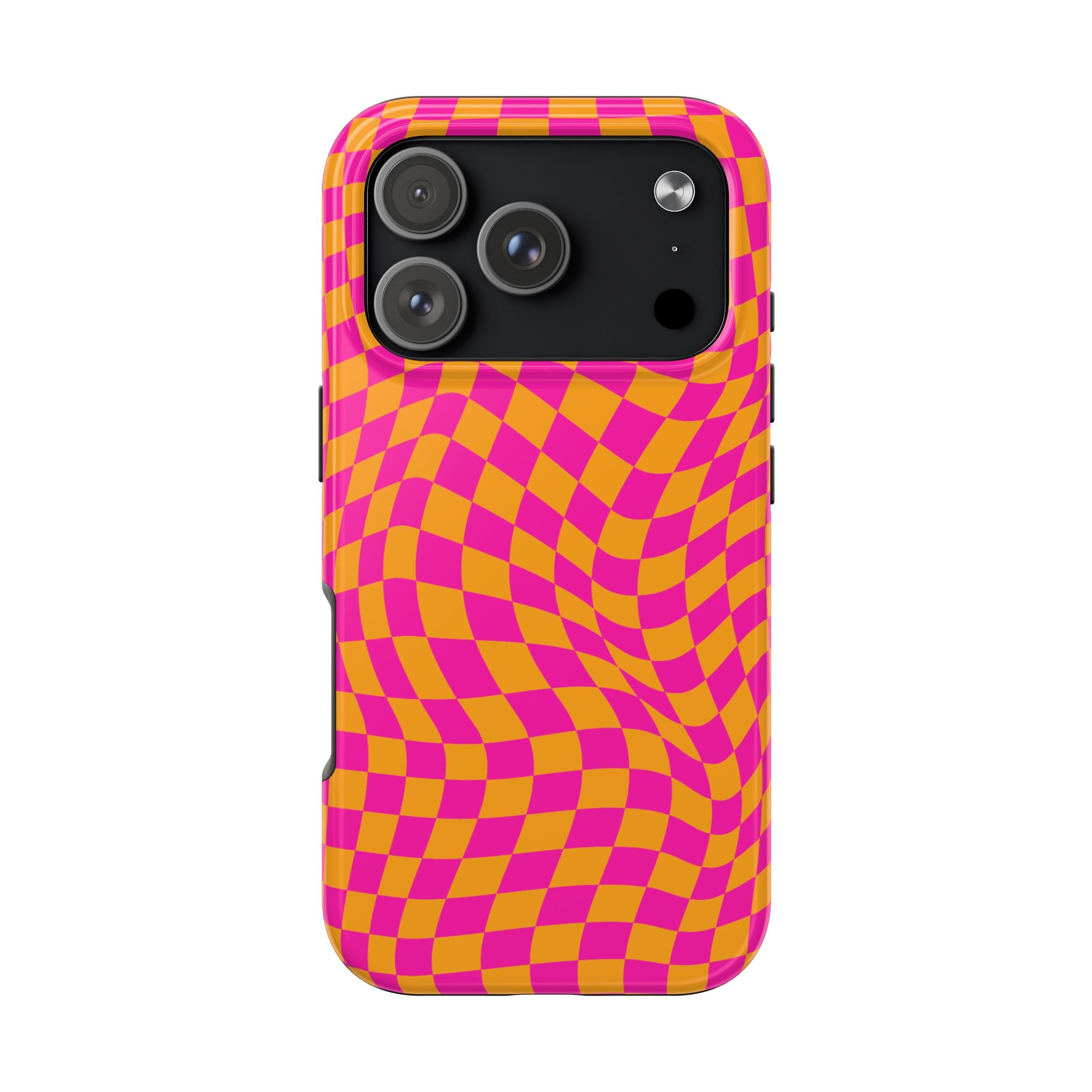 Warped Pink and Orange Checkerboard