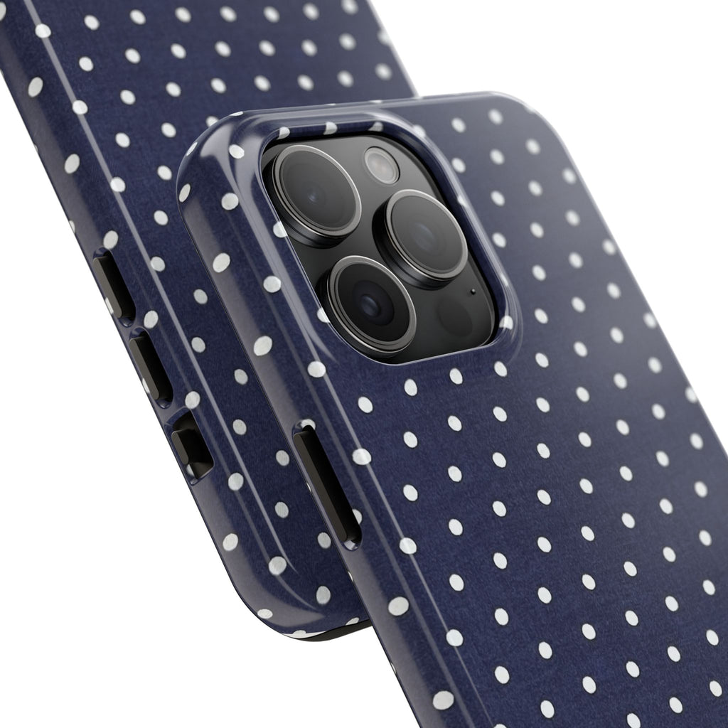 Navy Polka Dot Tough Phone Case