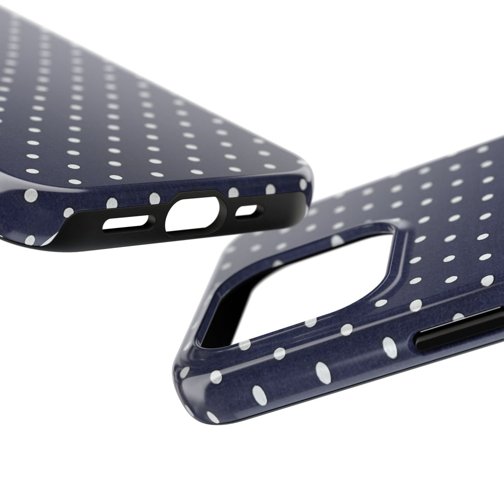 Navy Polka Dot Tough Phone Case