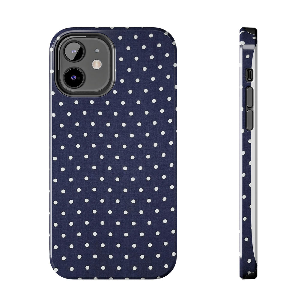 Navy Polka Dot Tough Phone Case