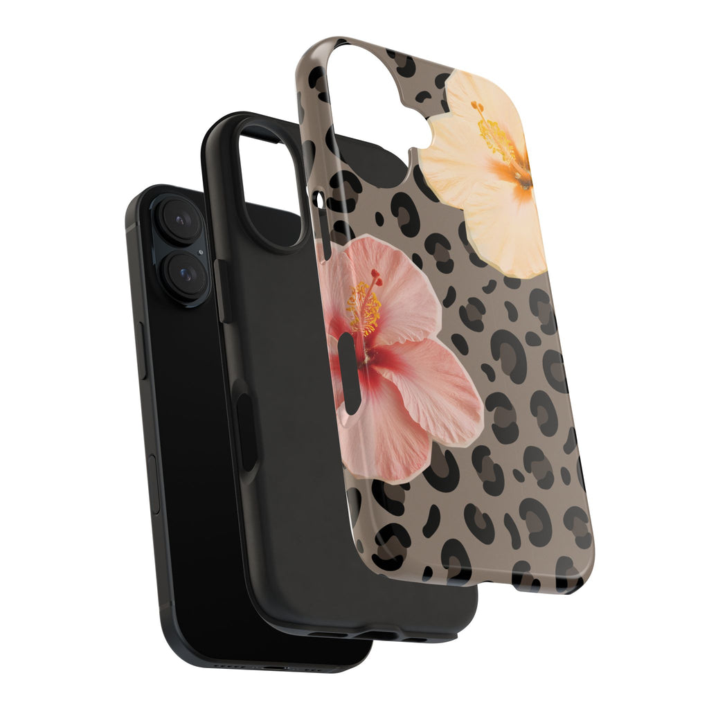 Tropical Hibiscus Leopard Phone Case | Floral Animal Print Phone Case