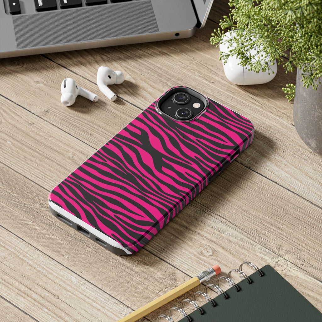 Hot Pink Zebra Tough Phone Case