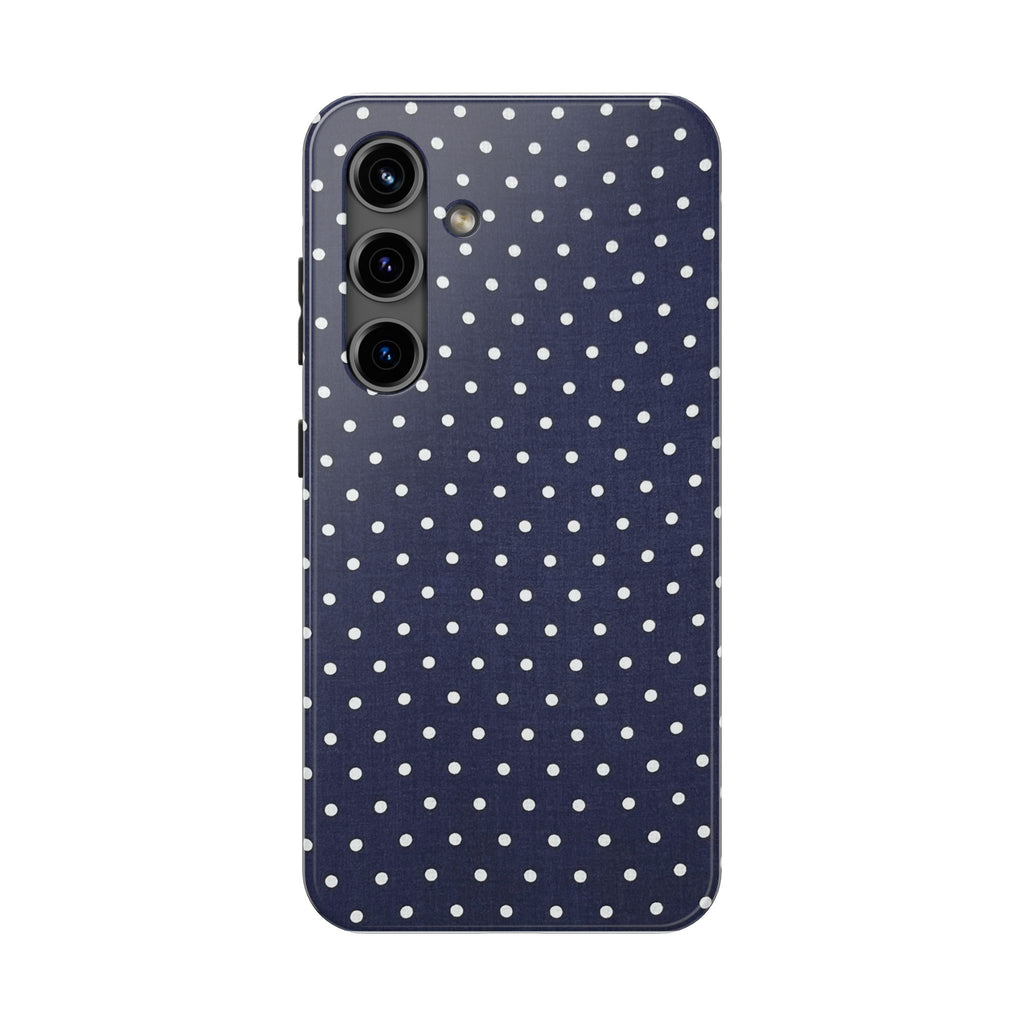 Navy Polka Dot Tough Phone Case